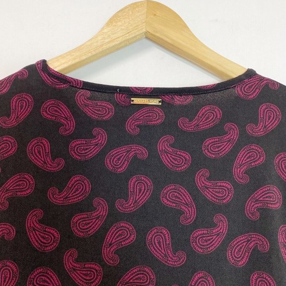 MICHAEL Michael Kors Printed Handkerchief-Hem Dress Dark Ruby L petite - Picture 5 of 8